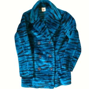 Vintage Retro Zebra Striped Plush Pea Coat by blanc noir